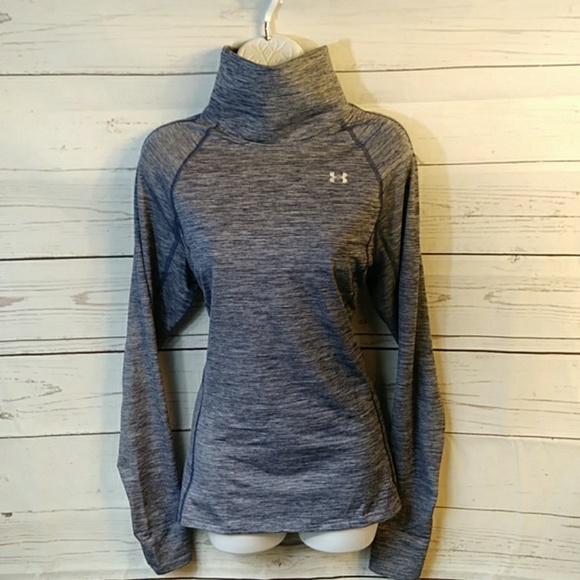 Under Armour Tops - Under Armour Heather Blue Funnel Neck Sz XL